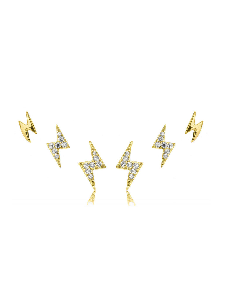Lighting Bolt Earrings Set of 3