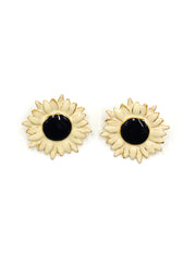 White Enamel Sunflower Earring