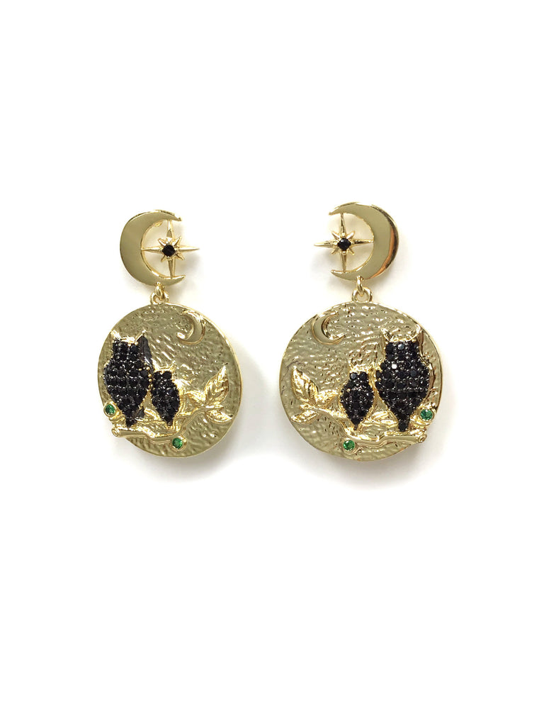 Bling Lun, Star and Owls Drop Earring